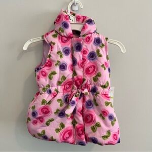 Kids Headquarters Girls Floral Puffer Vest, size 4